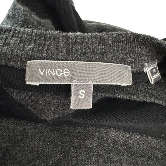 Vince Mercerized Wool Striped v-neck sweater womens size small black and gray - Picture 5 of 8